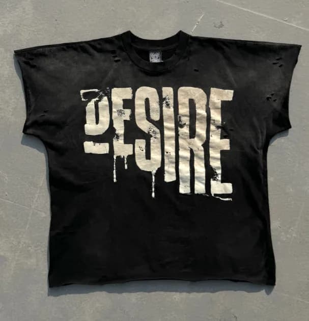 Saint Laurent Graphic Tee Distressed Print — 77854CH