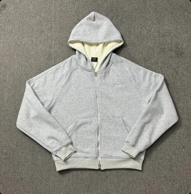 Chrome Hearts Zip-Up Hoodie Heather Grey with Cream Lining