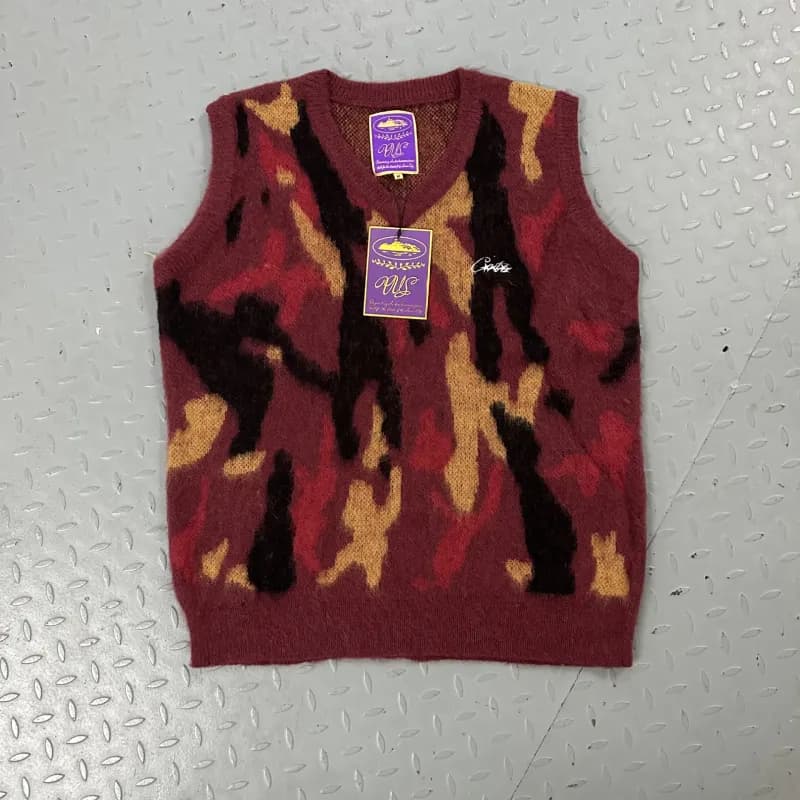 Chrome Hearts V-Neck Sweater Vest Abstract Camo Print