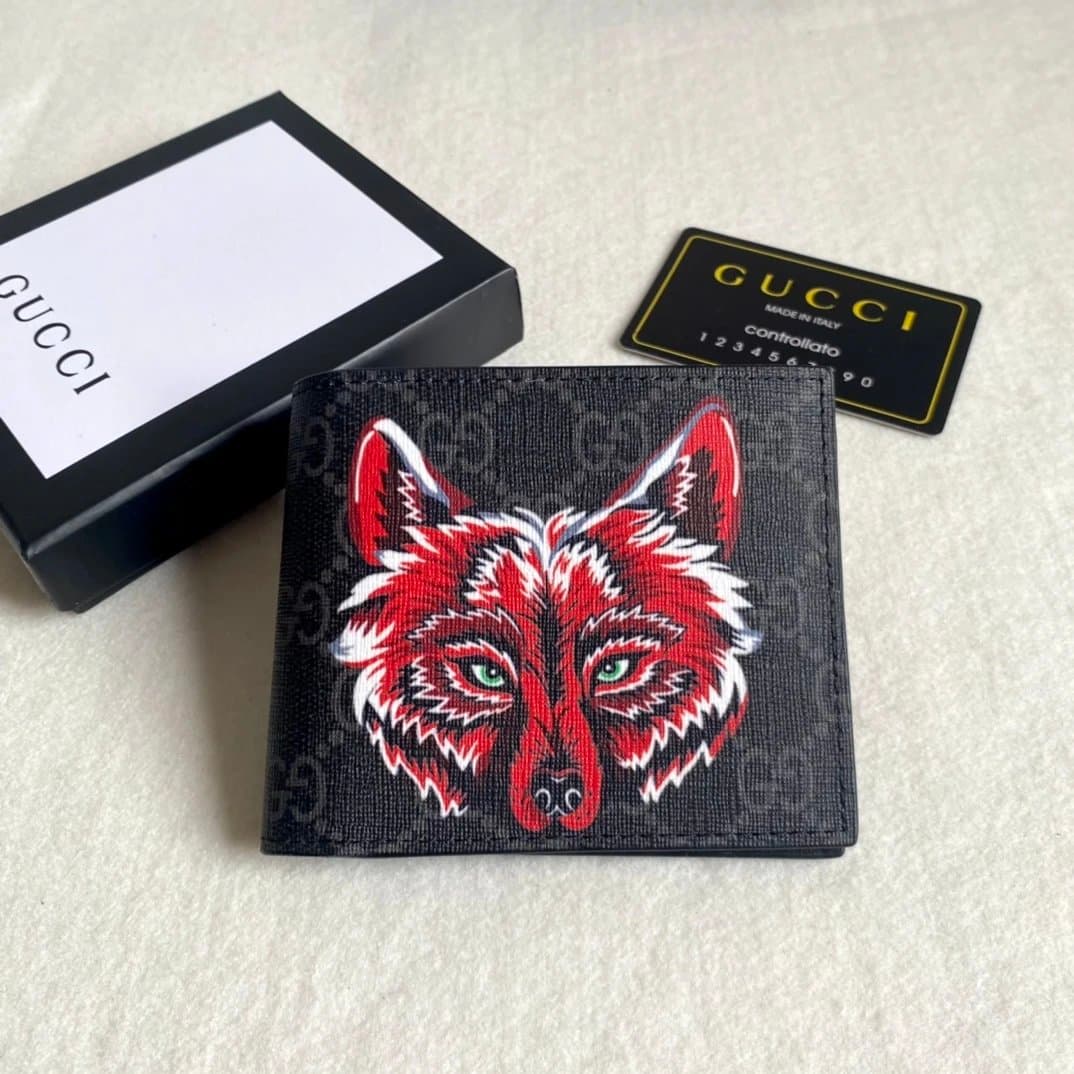 Gucci Bifold Wallet Wolf Print