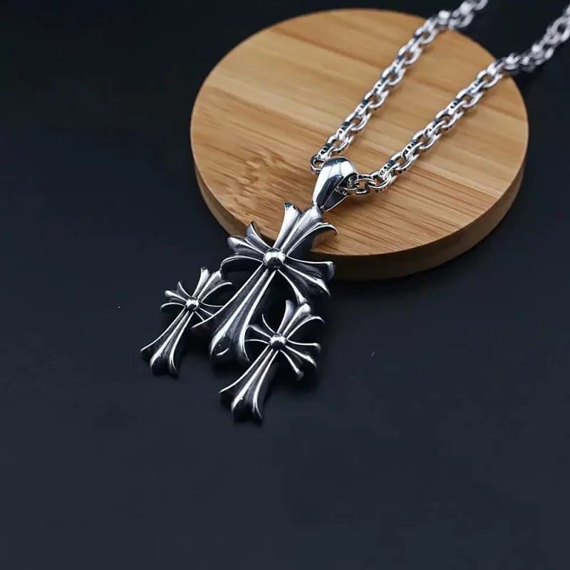 Chrome Hearts Triple Cross Pendant Sterling Silver