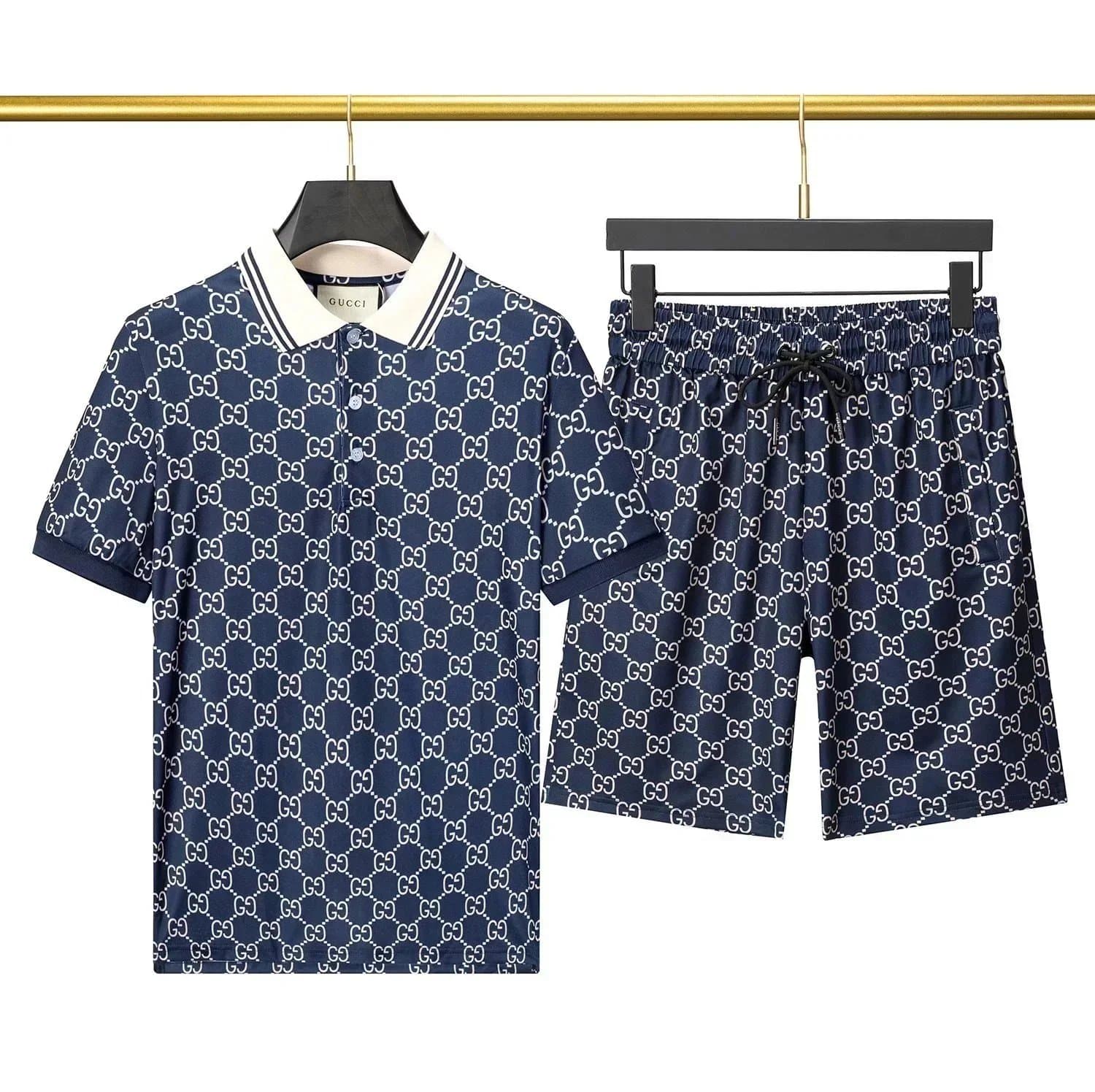 Gucci Polo Shirt and Shorts Set GG Monogram Print