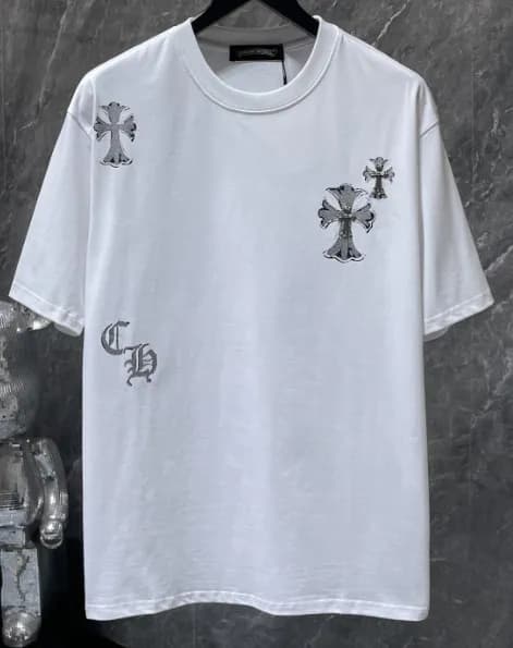 Chrome Hearts Cross Logo Tee Embroidered Crosses