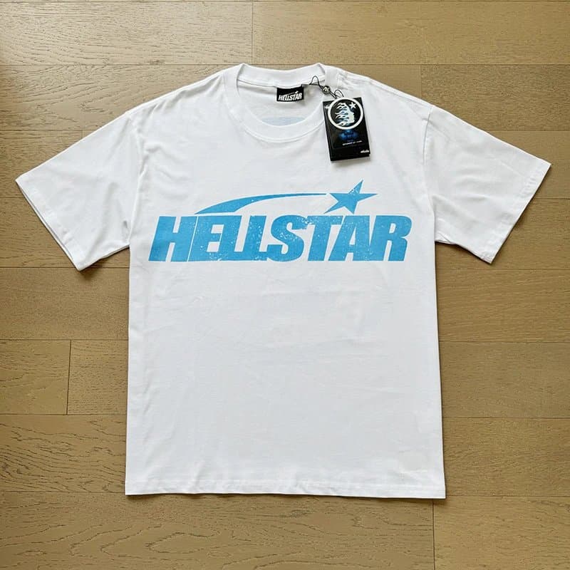 Hellstar Graphic Tee Abstract Skull Print — 576#白-蓝