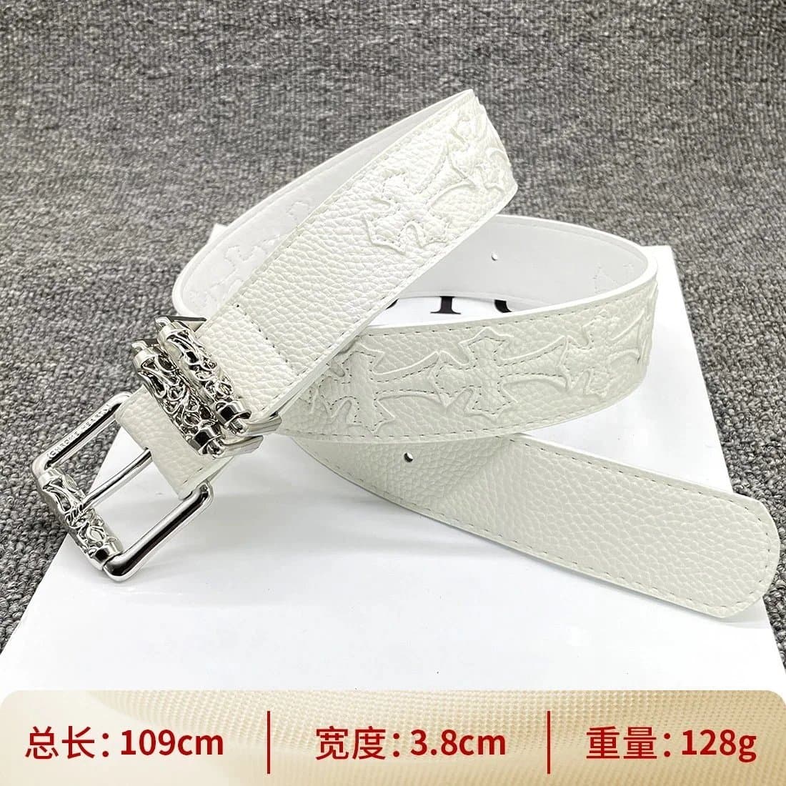 Chrome Hearts Eagle Cross Belt Studded — 【白底滚轮108cm】白色十字架腰带