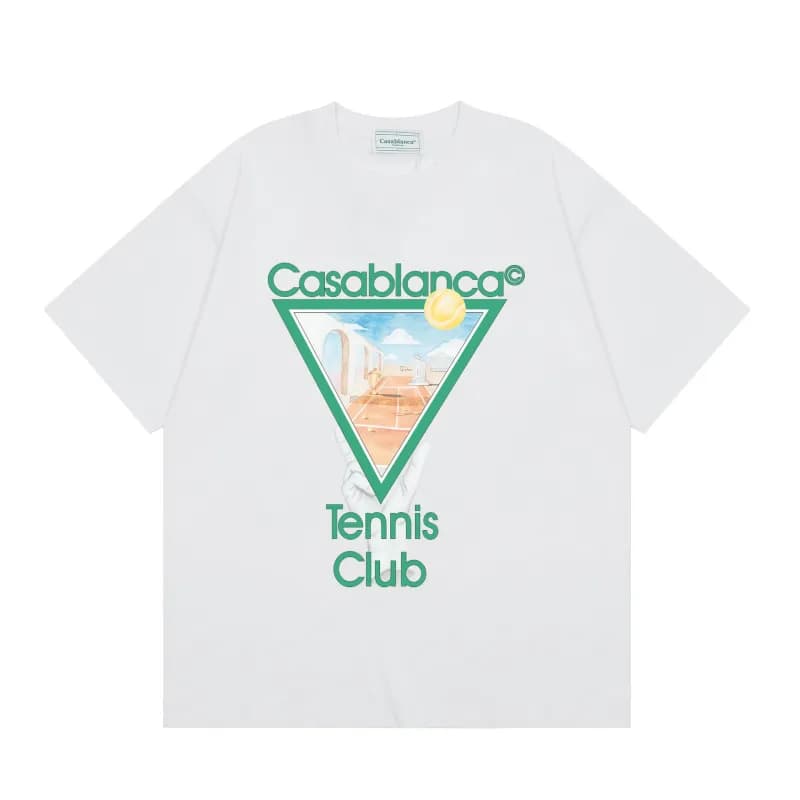 Casablanca Tennis Club Tee Green Triangle Print