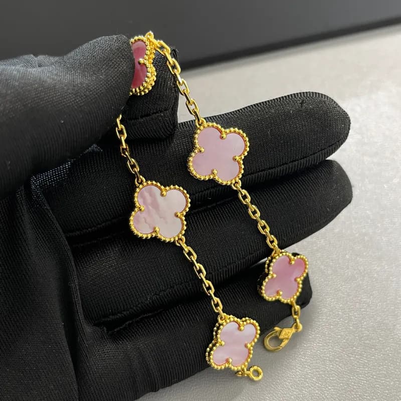 Van Cleef & Arpels Alhambra Bracelet Five Motifs Pink Mother-of-Pearl