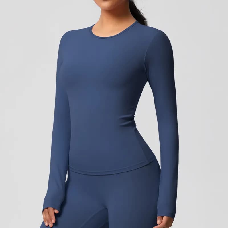 SKIMS Long Sleeve Crop Top Seamless — 7102 long sleeve-original blue