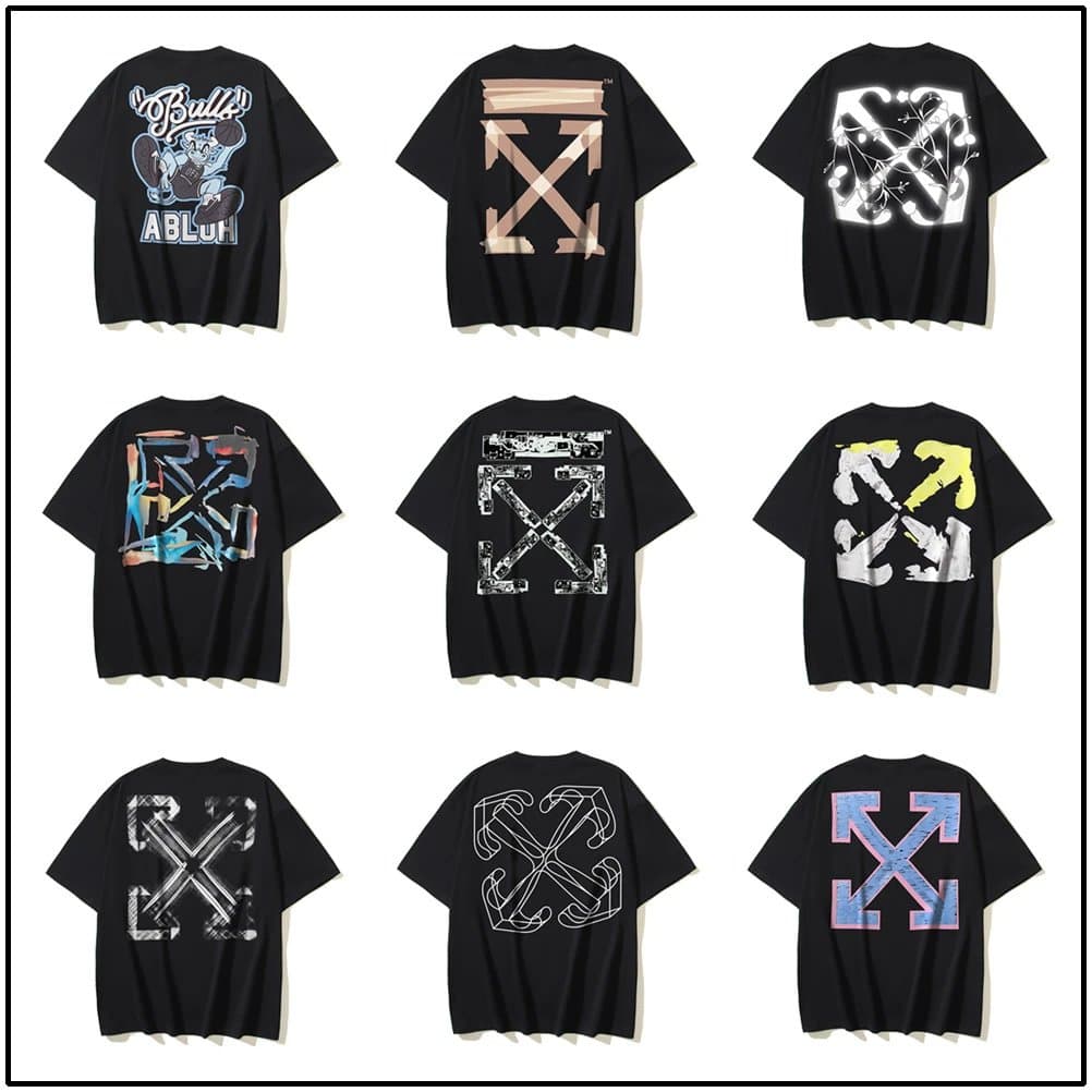 Off-White Graphic Tee Abstract Print — YM1144黑色