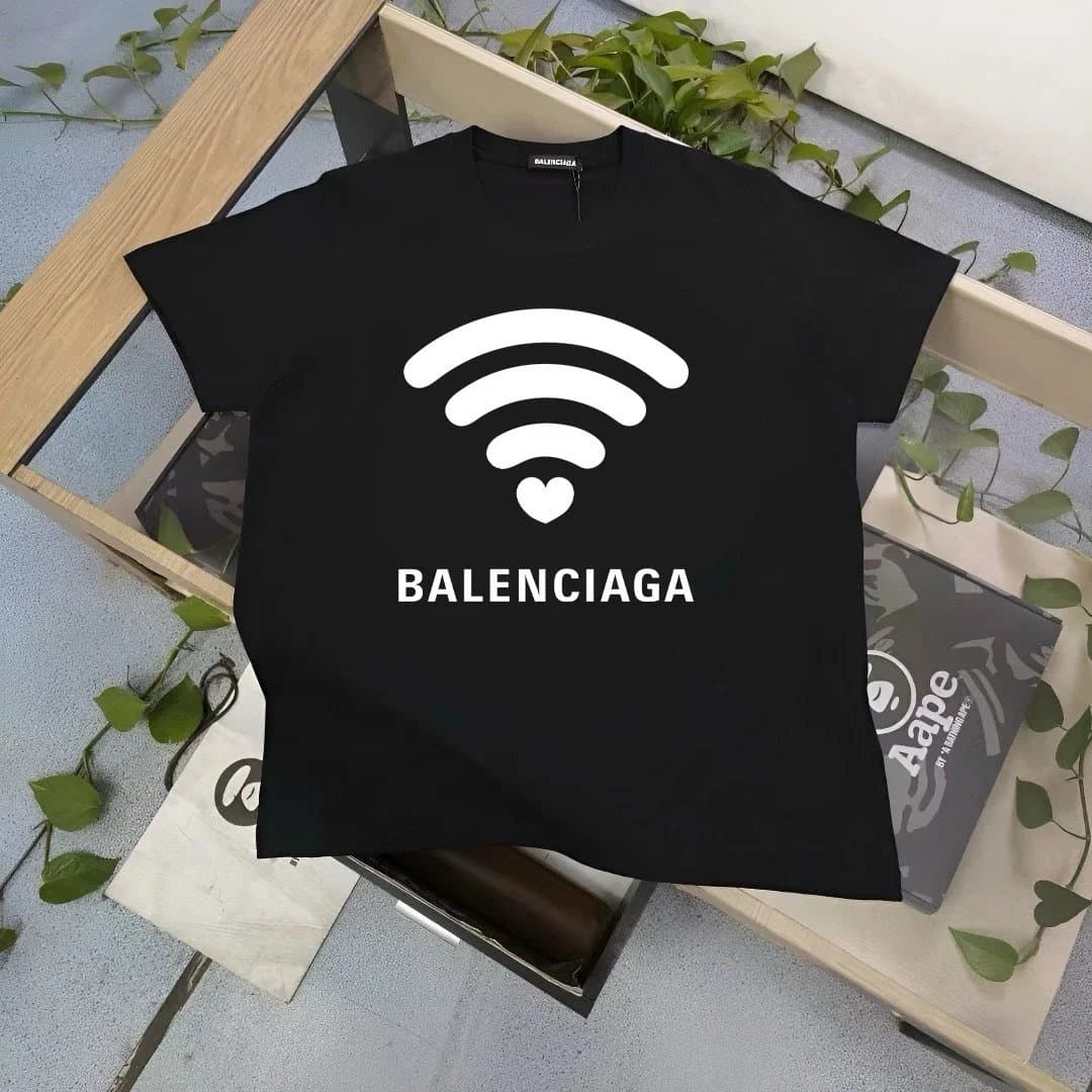 Balenciaga WiFi Heart Tee White Logo