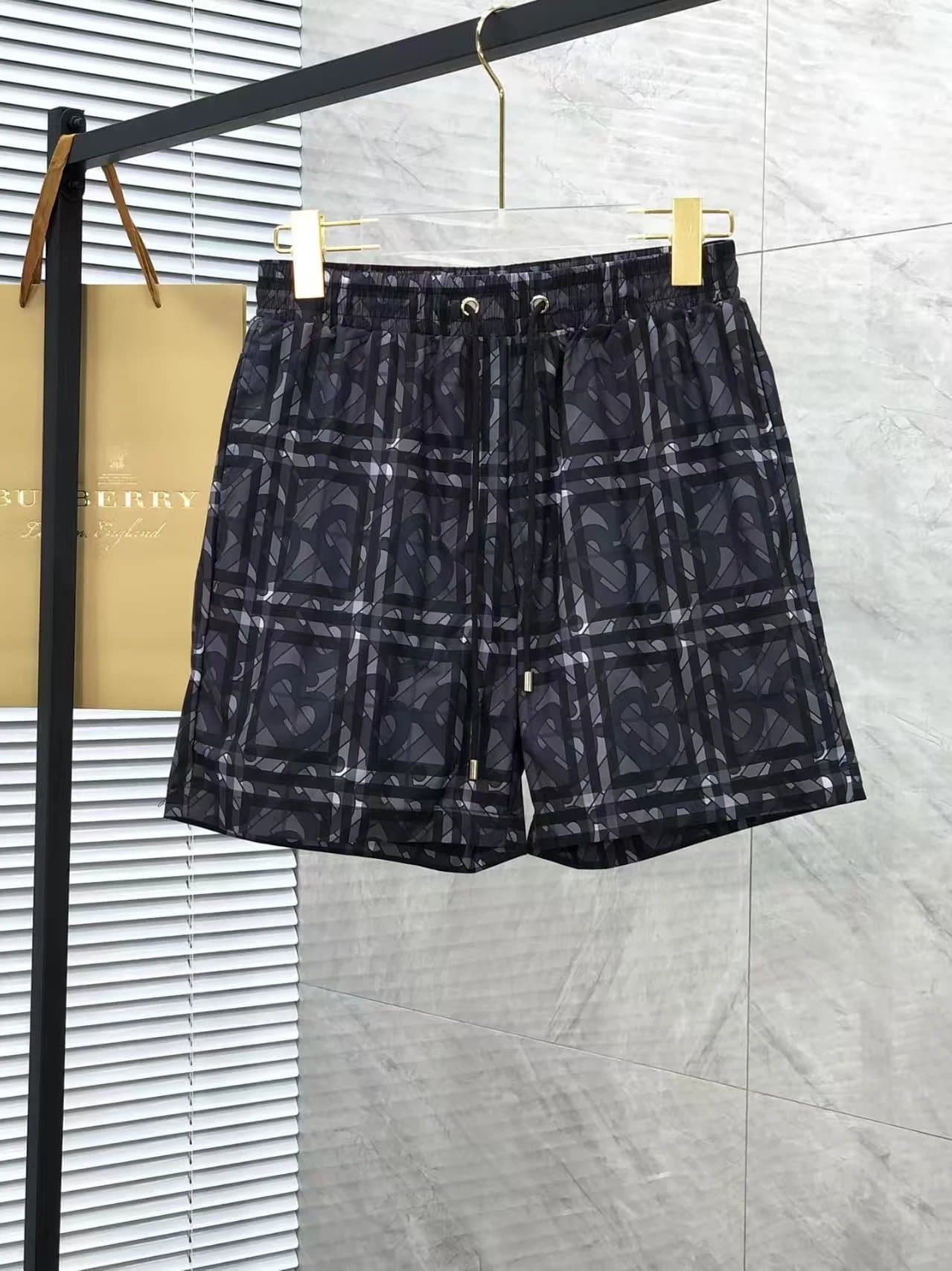 Burberry Monogram Print Shorts Checkered TB Logo