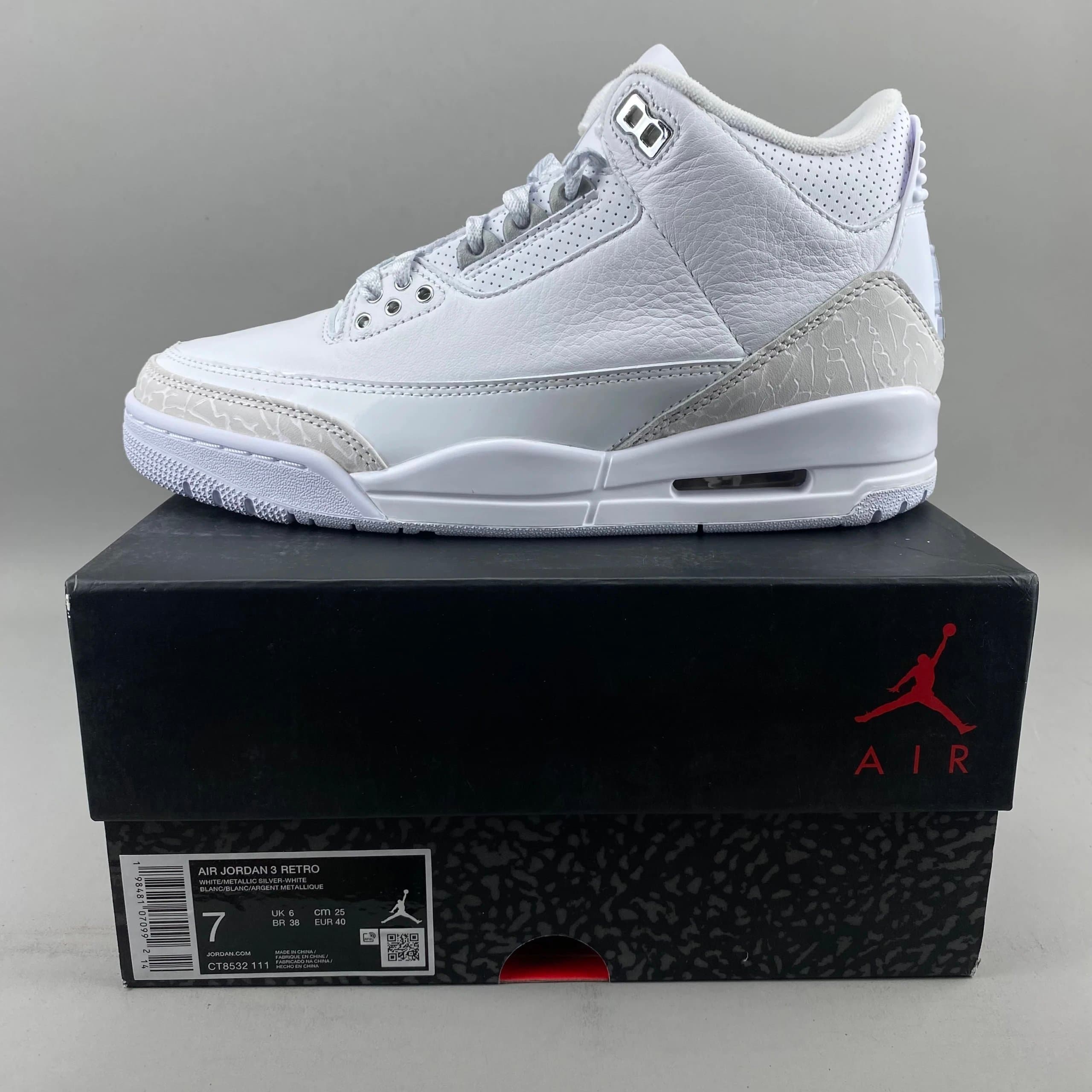 Air Jordan 3 Retro White/Metallic Silver-White