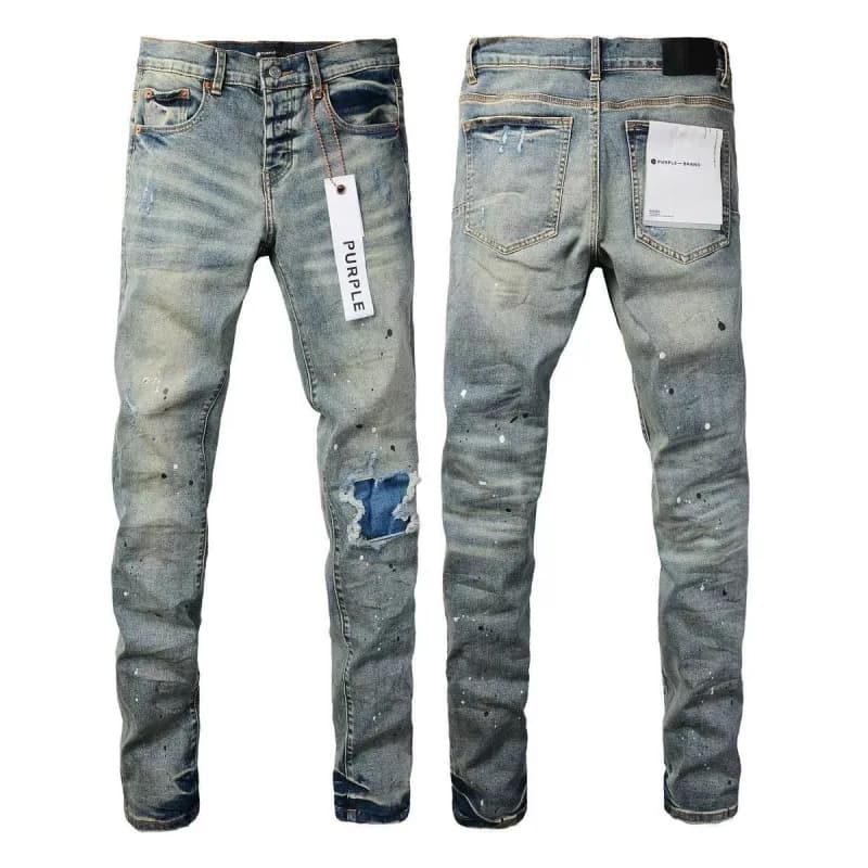 Straight-Leg Jeans Light Wash Distressed — SW-K22黄泥色
