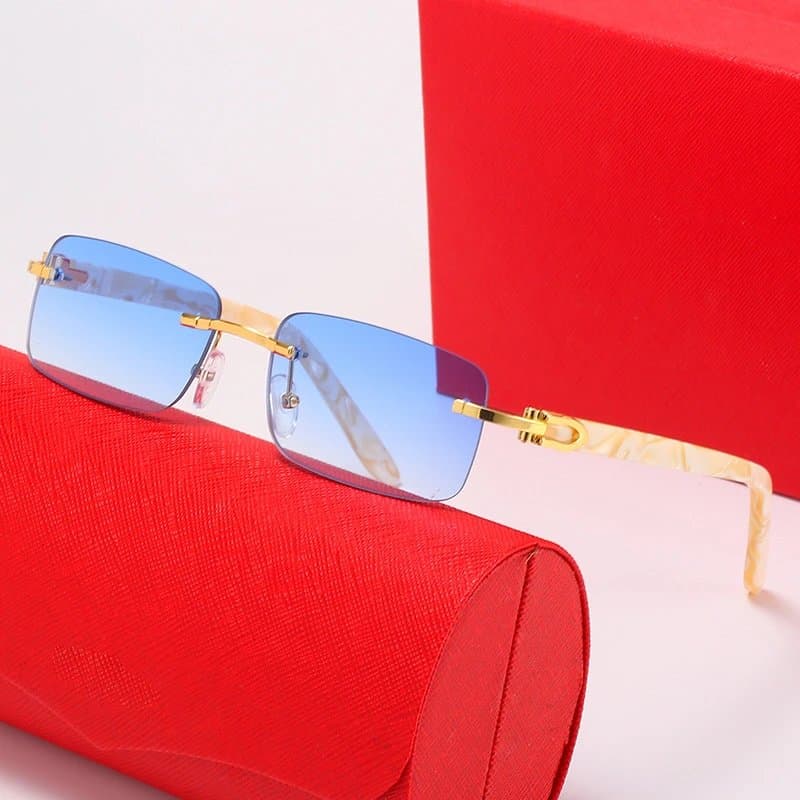 Cartier Sunglasses Rimless Square — 带LOGO带盒子 · C5 金架 漸进兰片