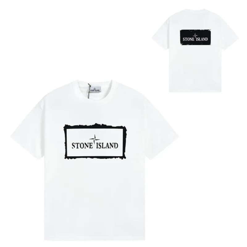 Stone Island T-Shirt Logo Patch — T石头4白色
