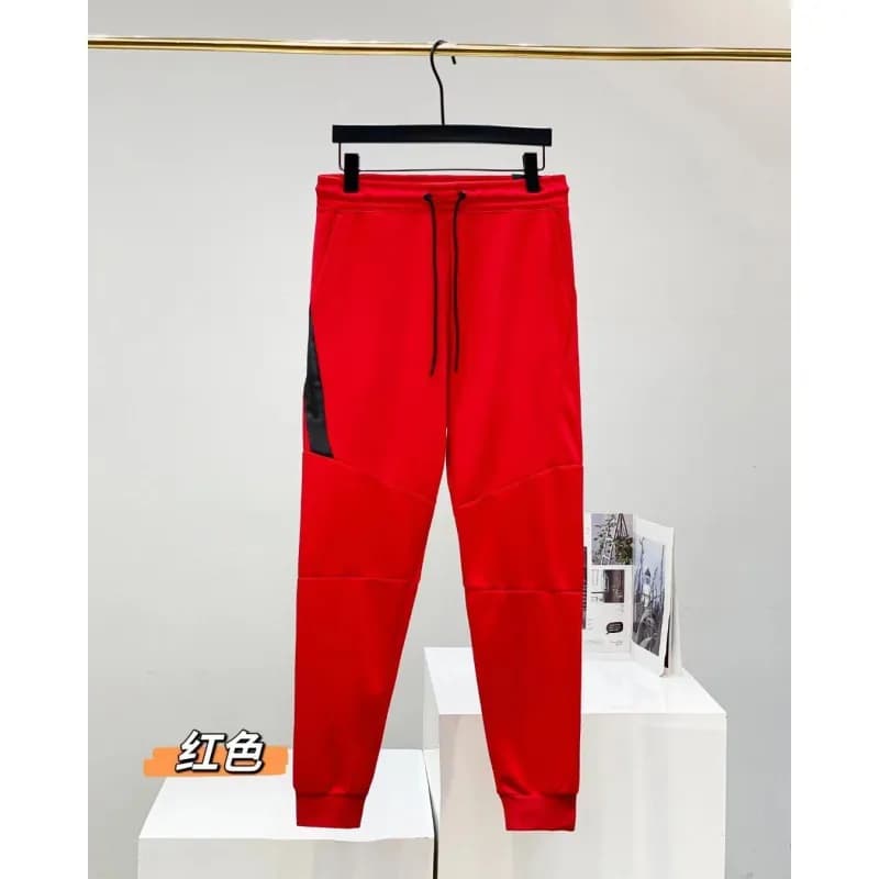 Nike Tech Fleece Joggers Heather Grey with Black Panel — Red