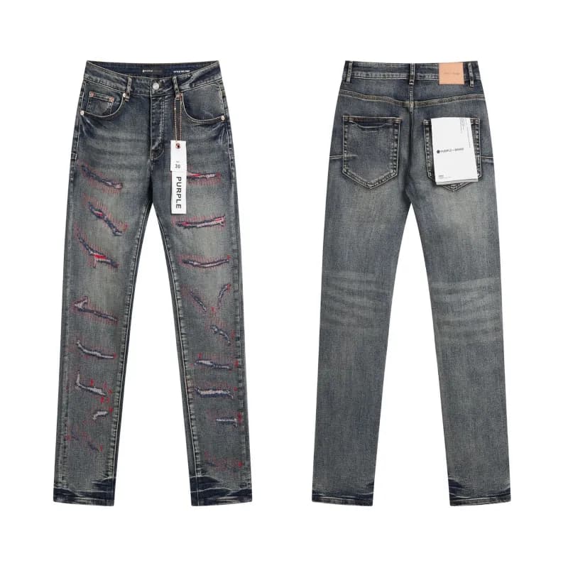 Distressed Slim Fit Jeans Purple Stitch Repair