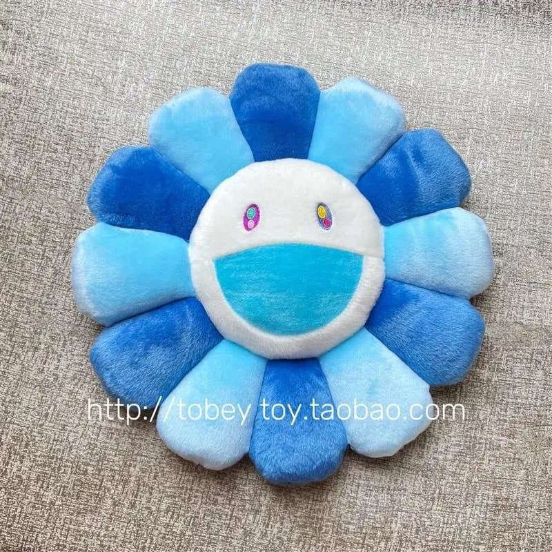 Takashi Murakami Flower Cushion Blue Gradient