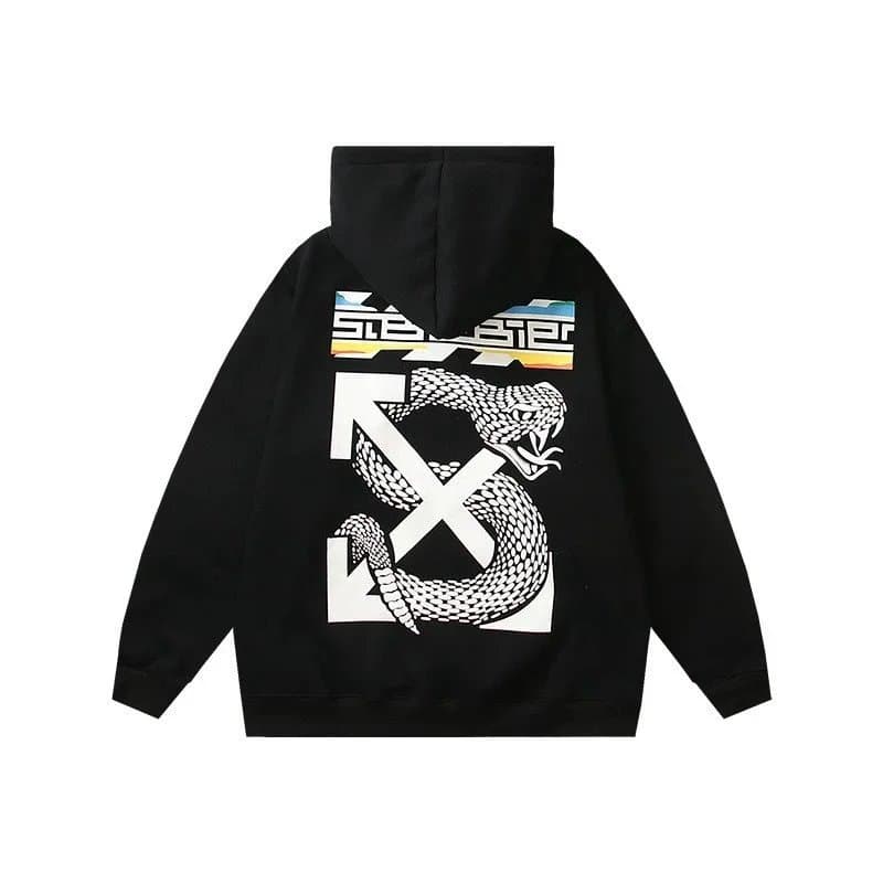 Off-White Hooded Sweatshirt Yellow Industrial Print — A37