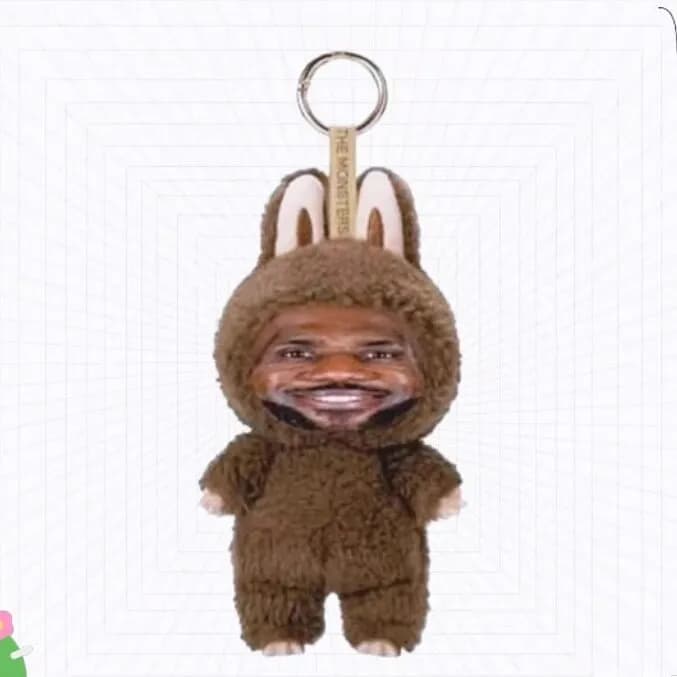 Labubu Rabbit Keychain Furry Bearbrick-style Figure — 棕色詹姆斯 高品质