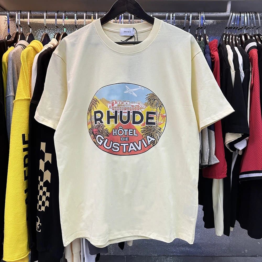 Rhude Graphic Tee Mountain Logo — 5066 杏色