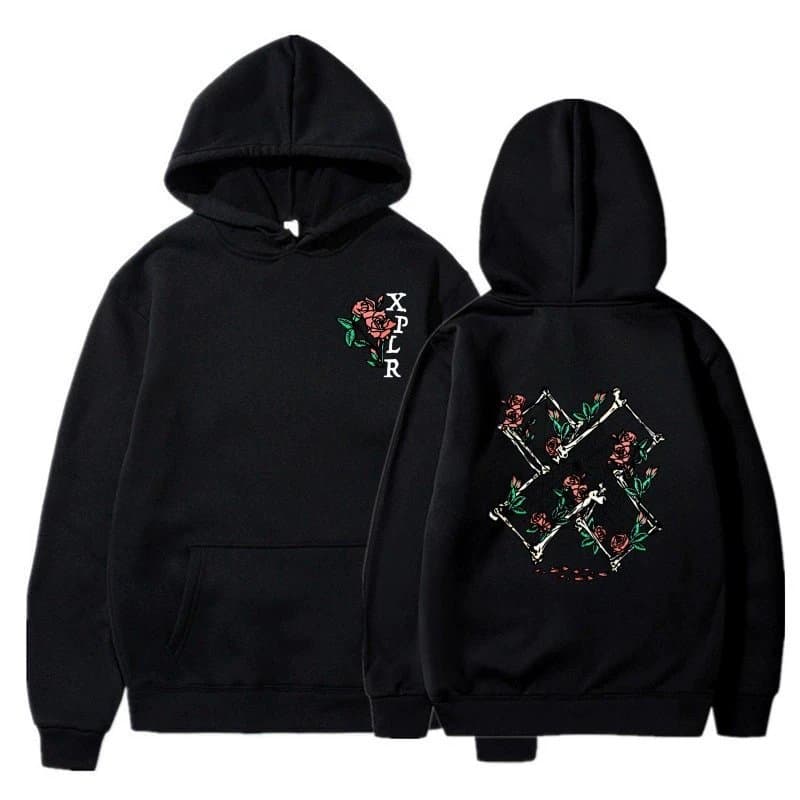 Off-White Hoodie Rose & Bone Print — A咖啡色+白