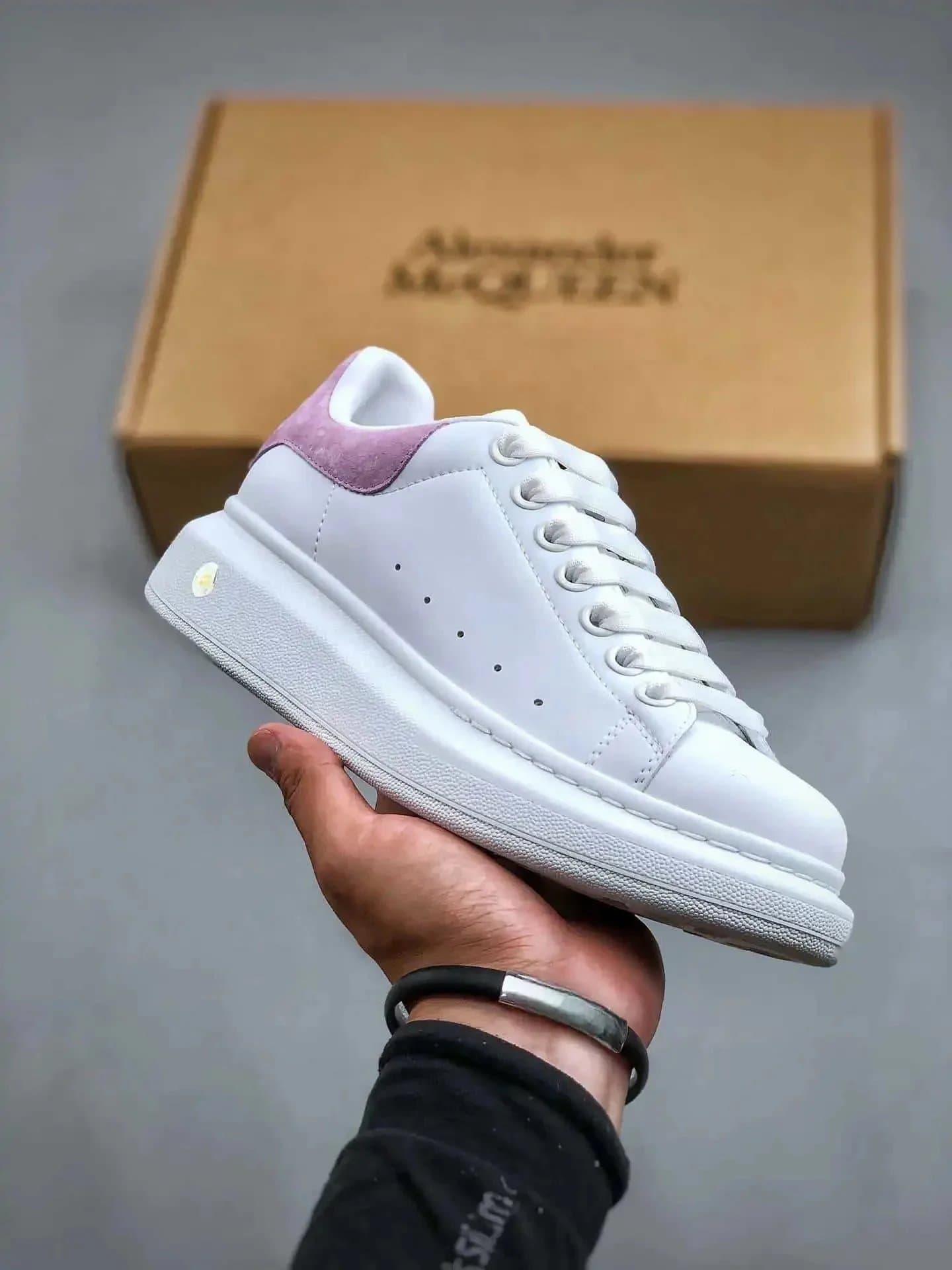 Alexander McQueen Oversized Sneaker White with Pink Suede Heel Tab