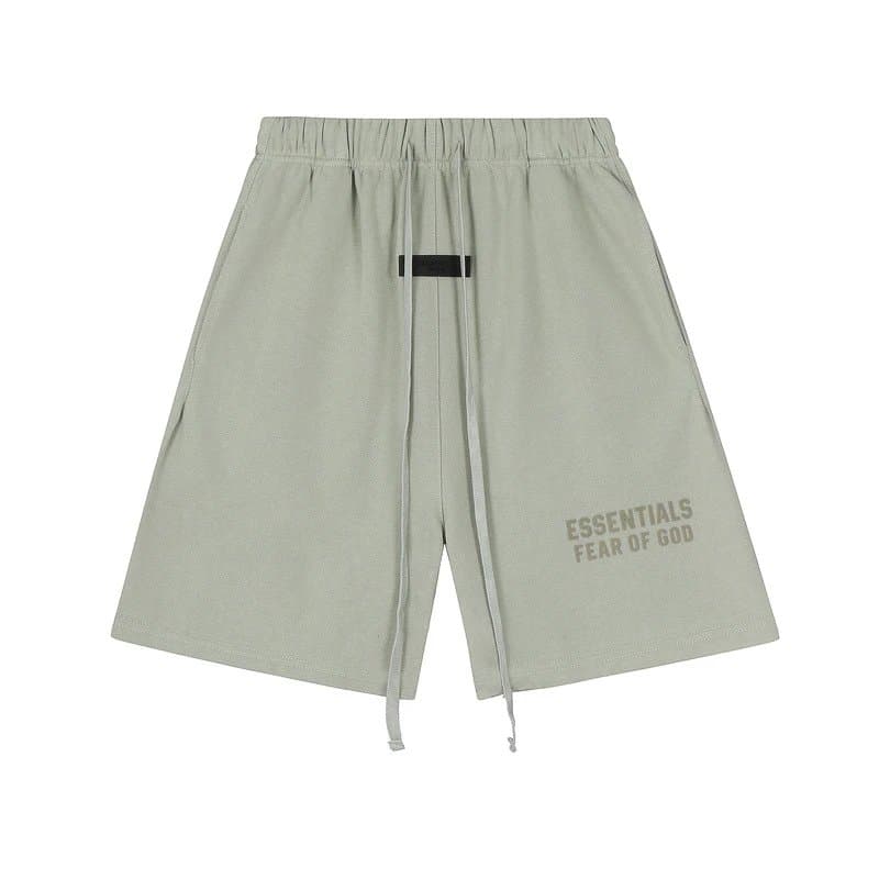 Fear of God Essentials Logo Shorts Heather Grey — A2310抹茶绿（植绒字母）