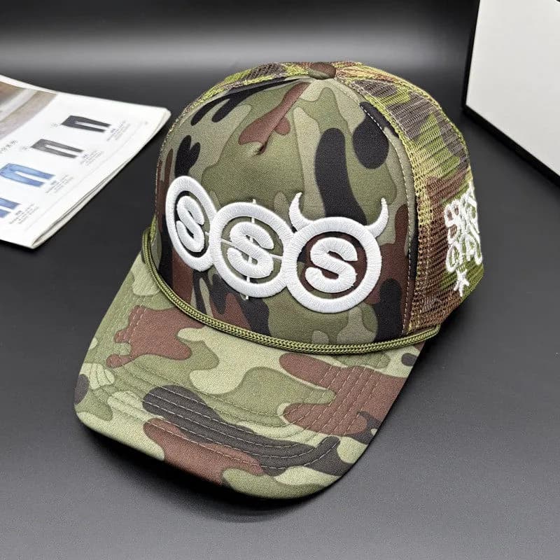 Sp5der Trucker Cap Camouflage with Embroidered Logo