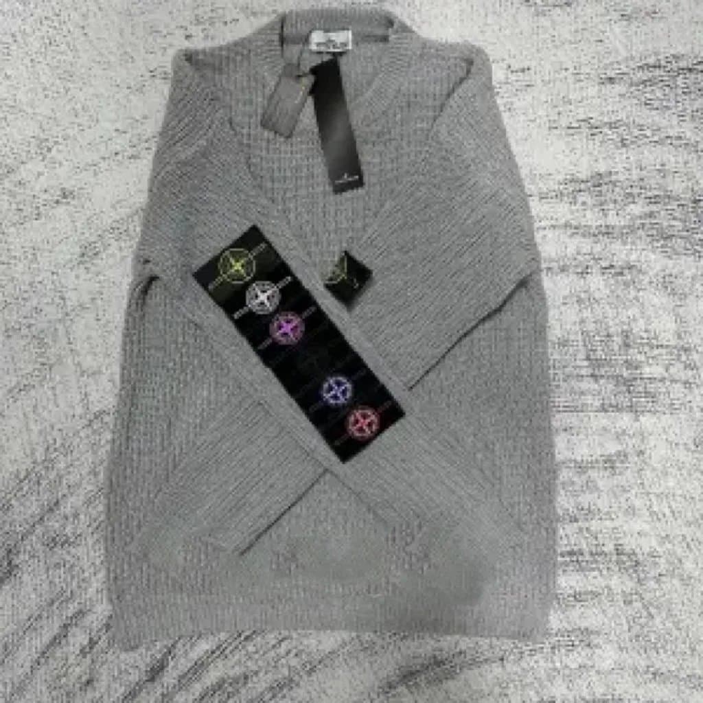 Stone Island Knit Sweater Waffle Knit with Compass Patch — 5