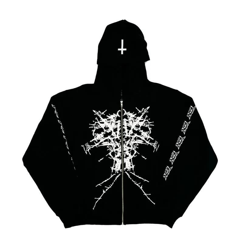 Broken Planet Zip-Up Hoodie Barbed Wire Graphic
