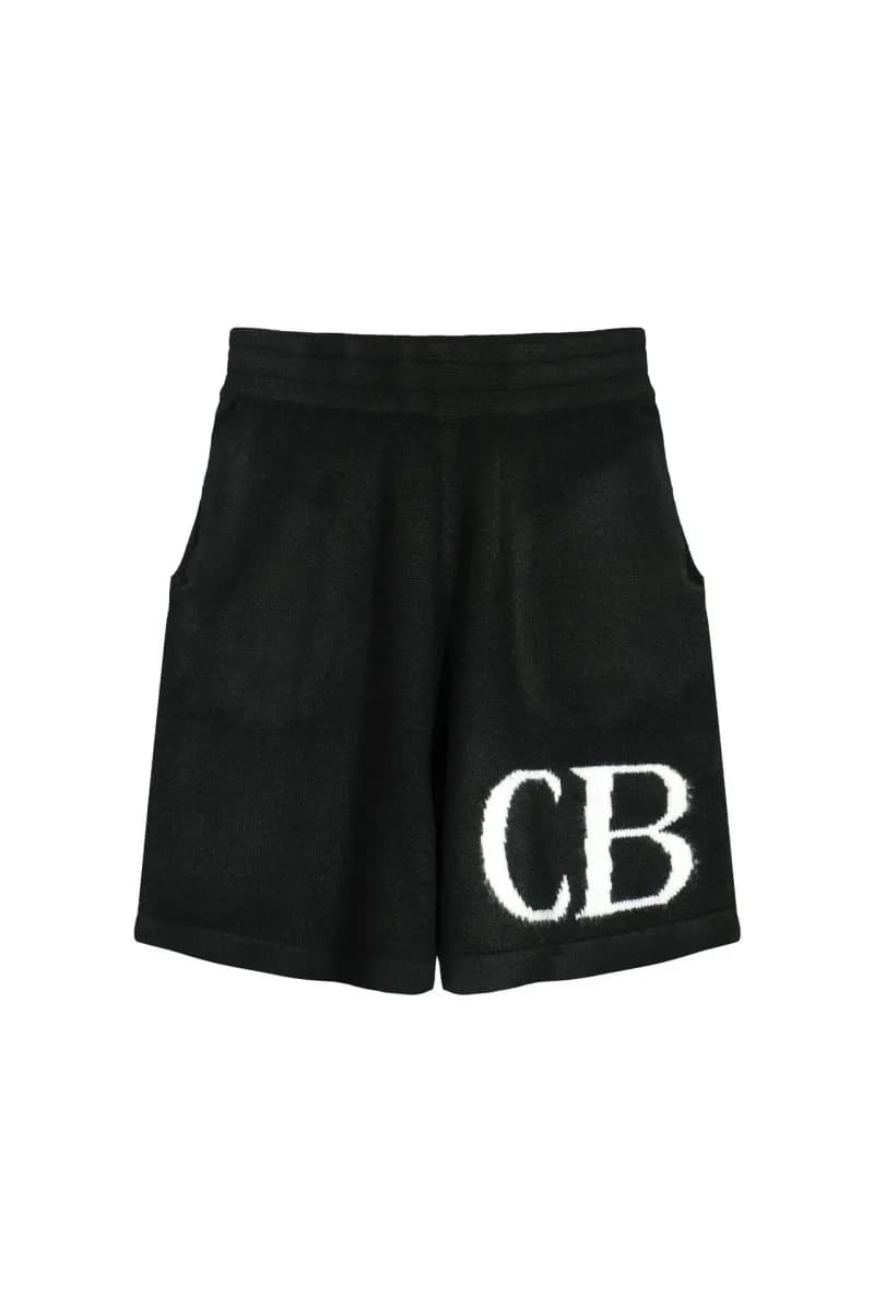 Corteiz CB Logo Shorts Terry Knit — C7030黑色短裤