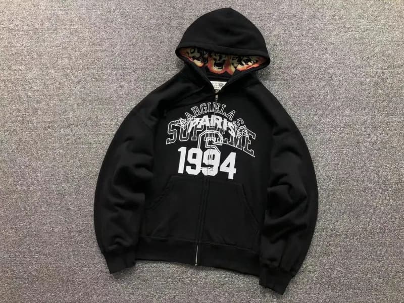 Supreme Hooded Sweatshirt Nike Logo Back — E573#拉链卫衣黑色