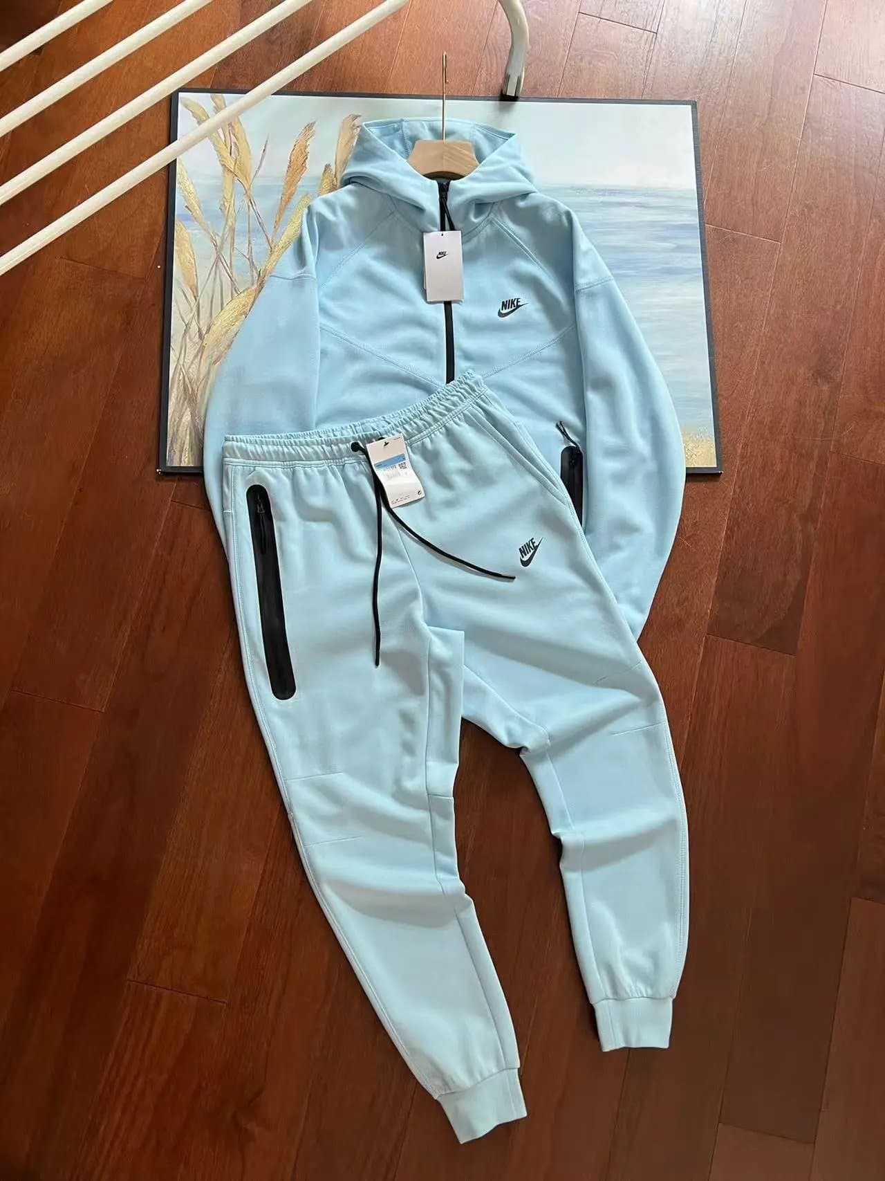 Nike Tech Fleece Hoodie and Joggers Light Blue