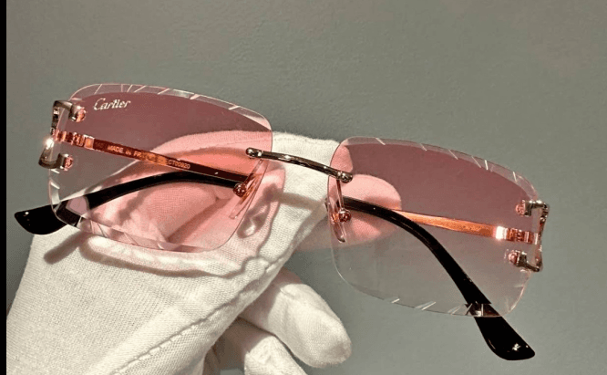 Cartier Sunglasses Rectangular Rimless — 红