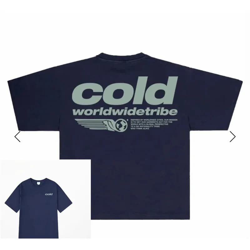Corteiz Cold Worldwide Tribe Tee Navy with Light Green Print