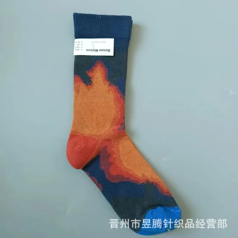 Balenciaga Scallop Pattern Sock Multi-Color Fan Print — 52