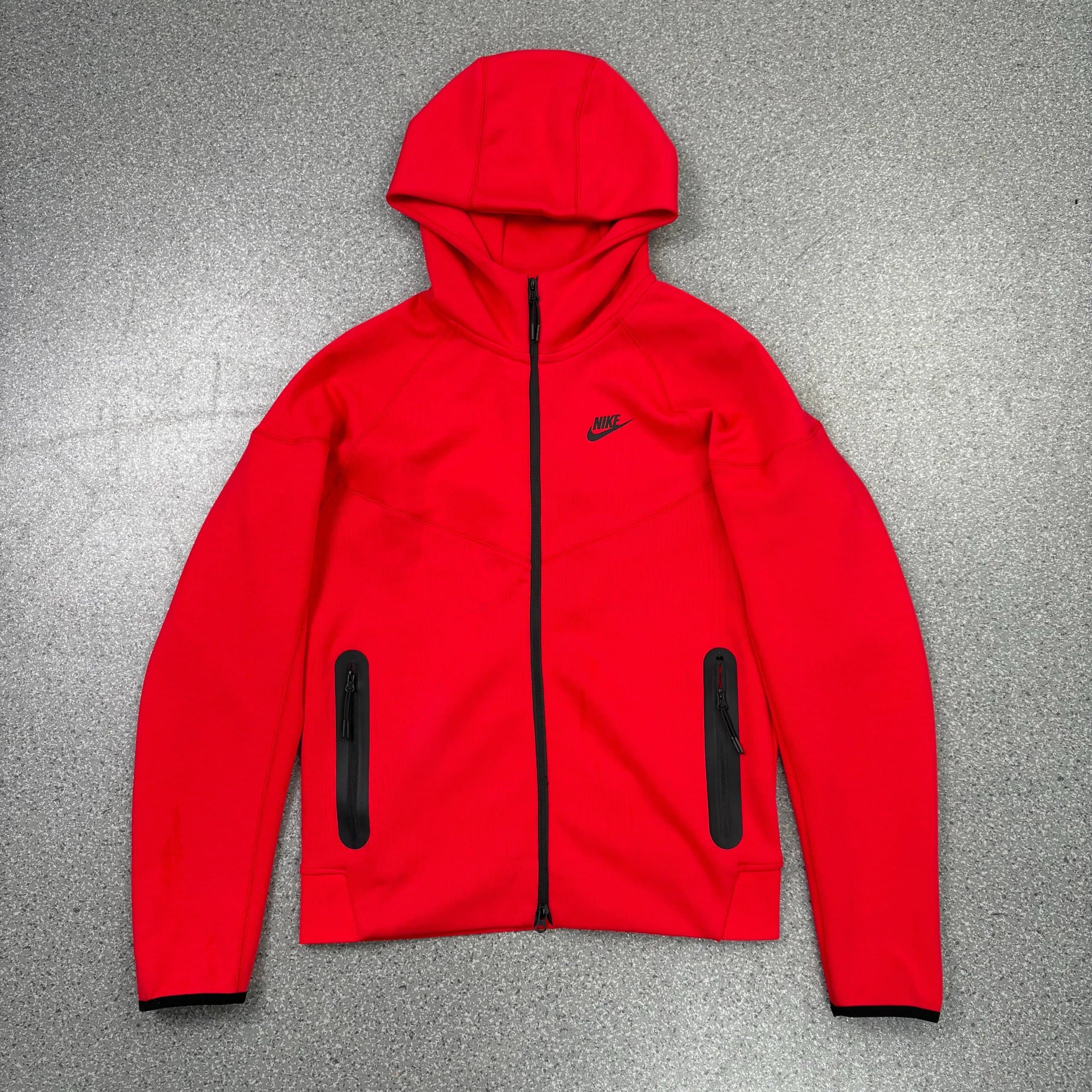 Nike Tech Fleece Hoodie Black/Heather Grey — 红色上衣