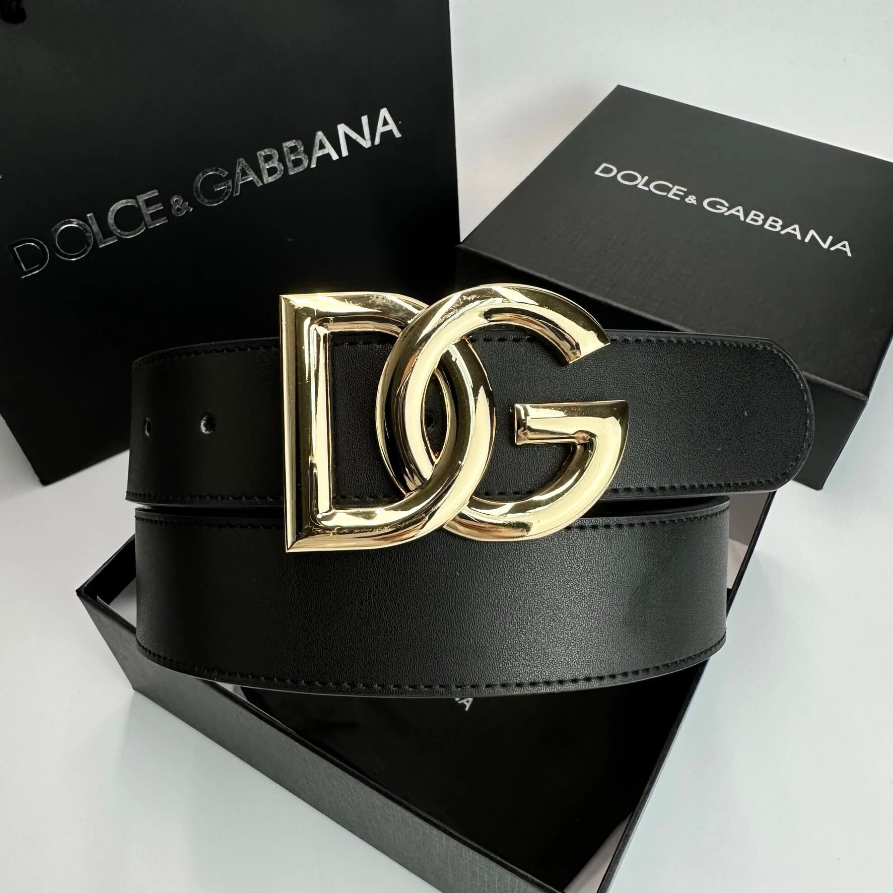 Dolce & Gabbana DG Logo Belt Gold Buckle