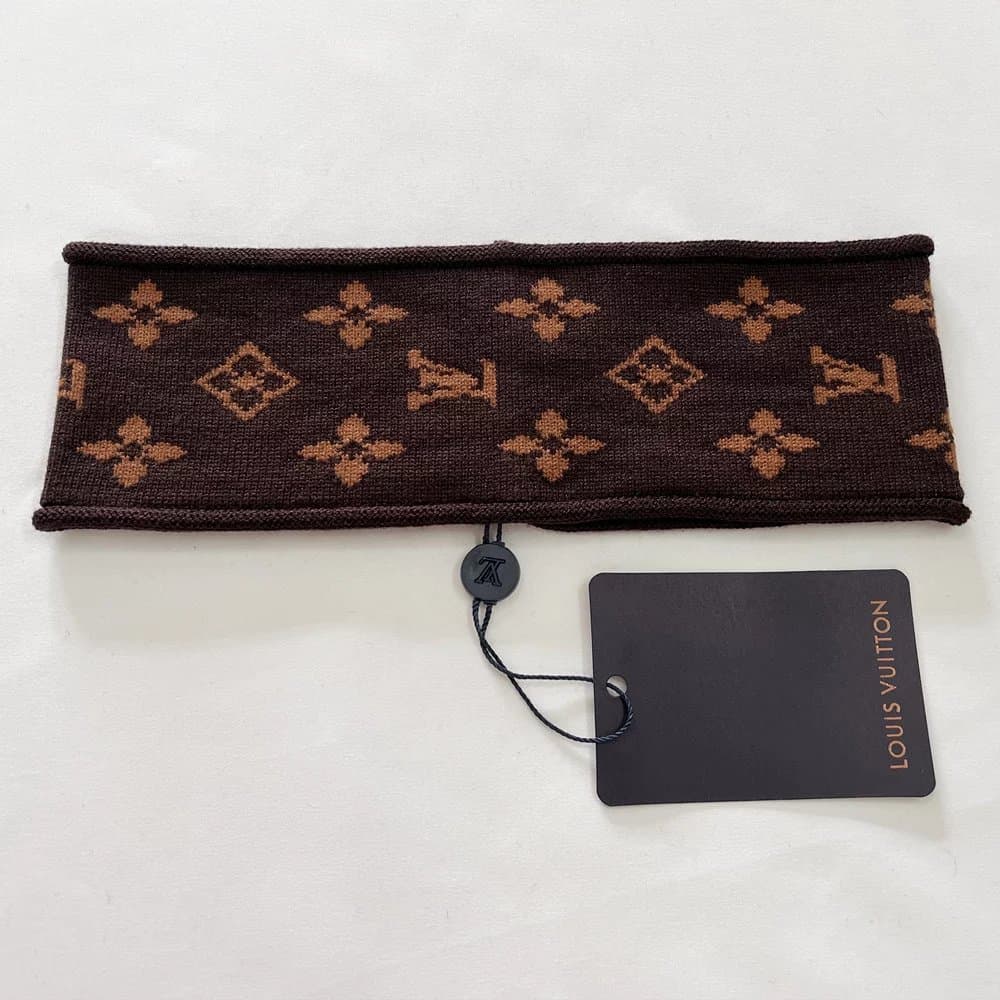 Louis Vuitton Monogram Knit Headband Brown Beige