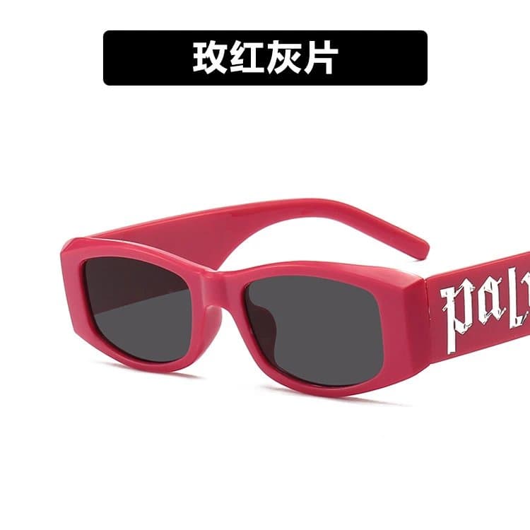 Palm Angels Rectangular Sunglasses Rose Red with Grey Lenses