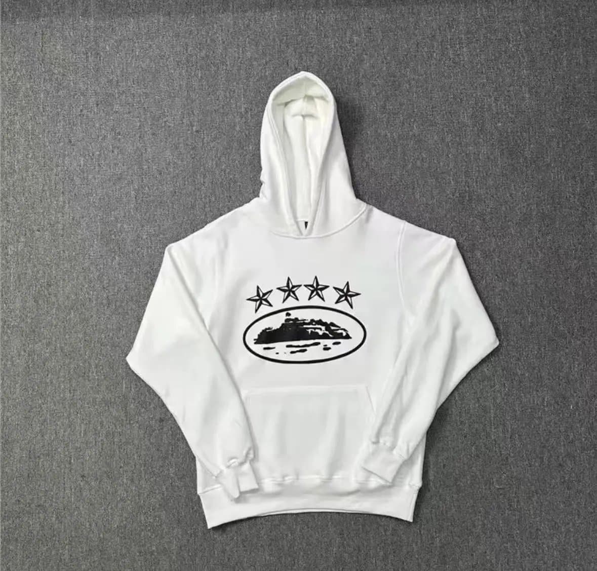 Corteiz Hoodie CRTZ Script Logo — 917白色卫衣