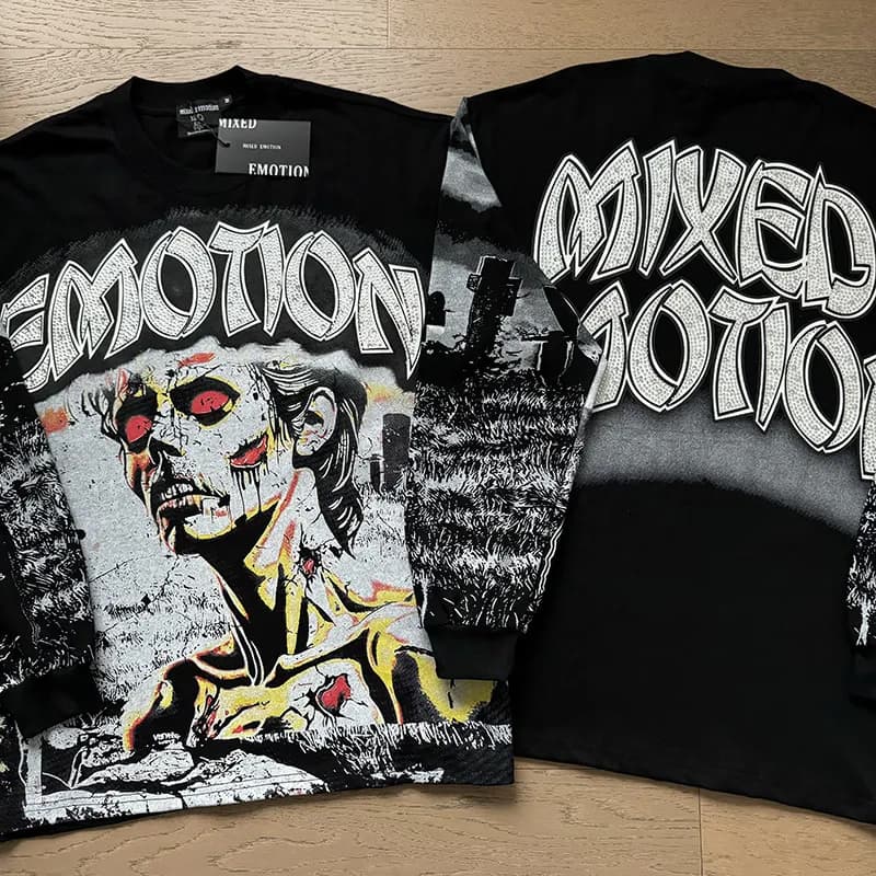 Mixed Emotion Long Sleeve Tee Zombie Graphic
