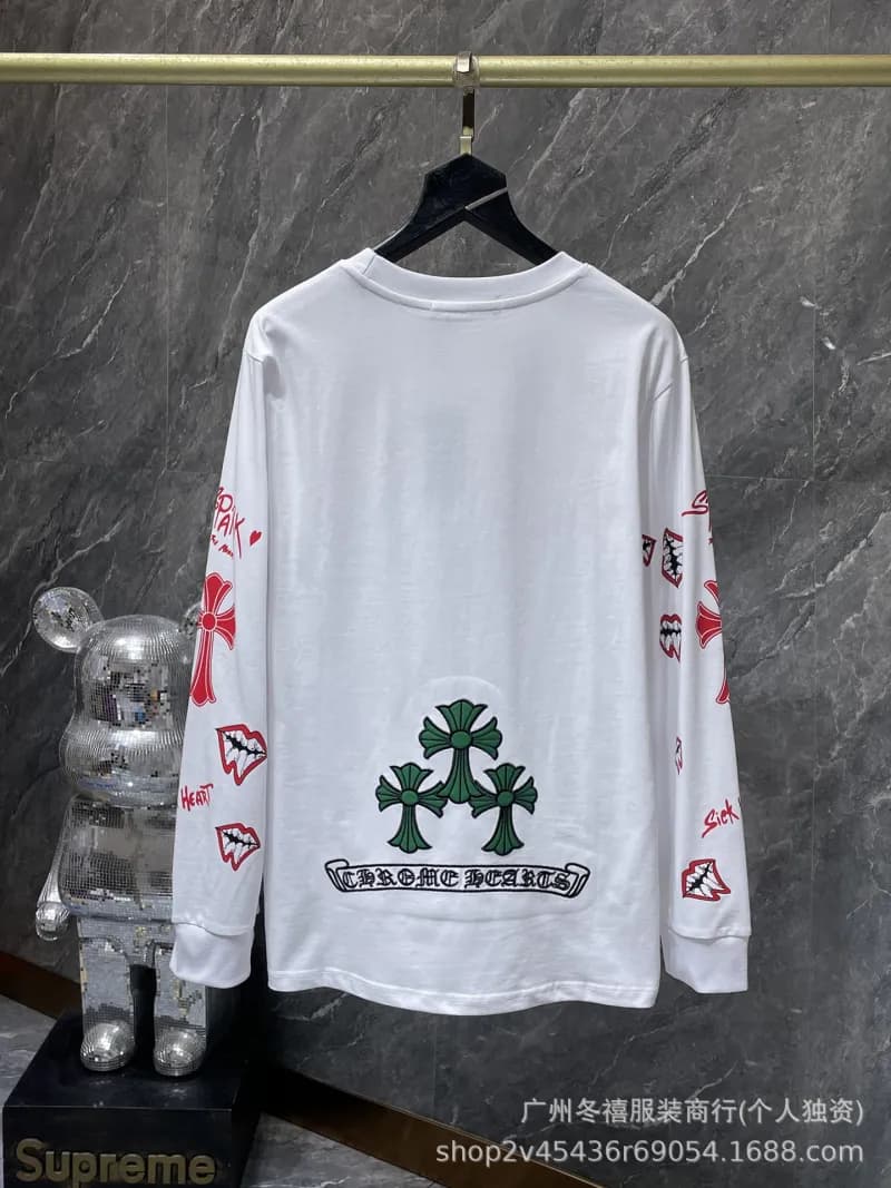 Chrome Hearts Long Sleeve Tee Cross & Lips Print