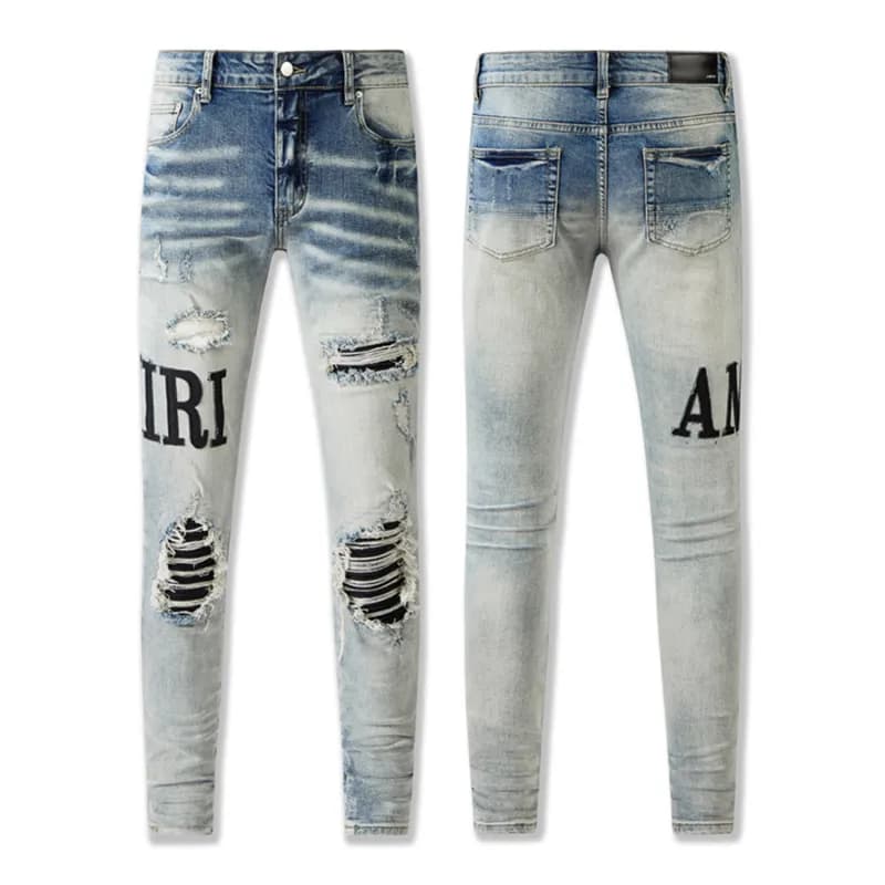 Amiri Distressed Slim Fit Jeans Bleached Ripped — 603