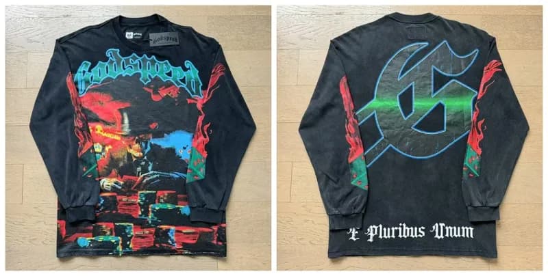 Godspeed Long Sleeve Tee Skeleton Baseball Graphic — 1099洗水黑