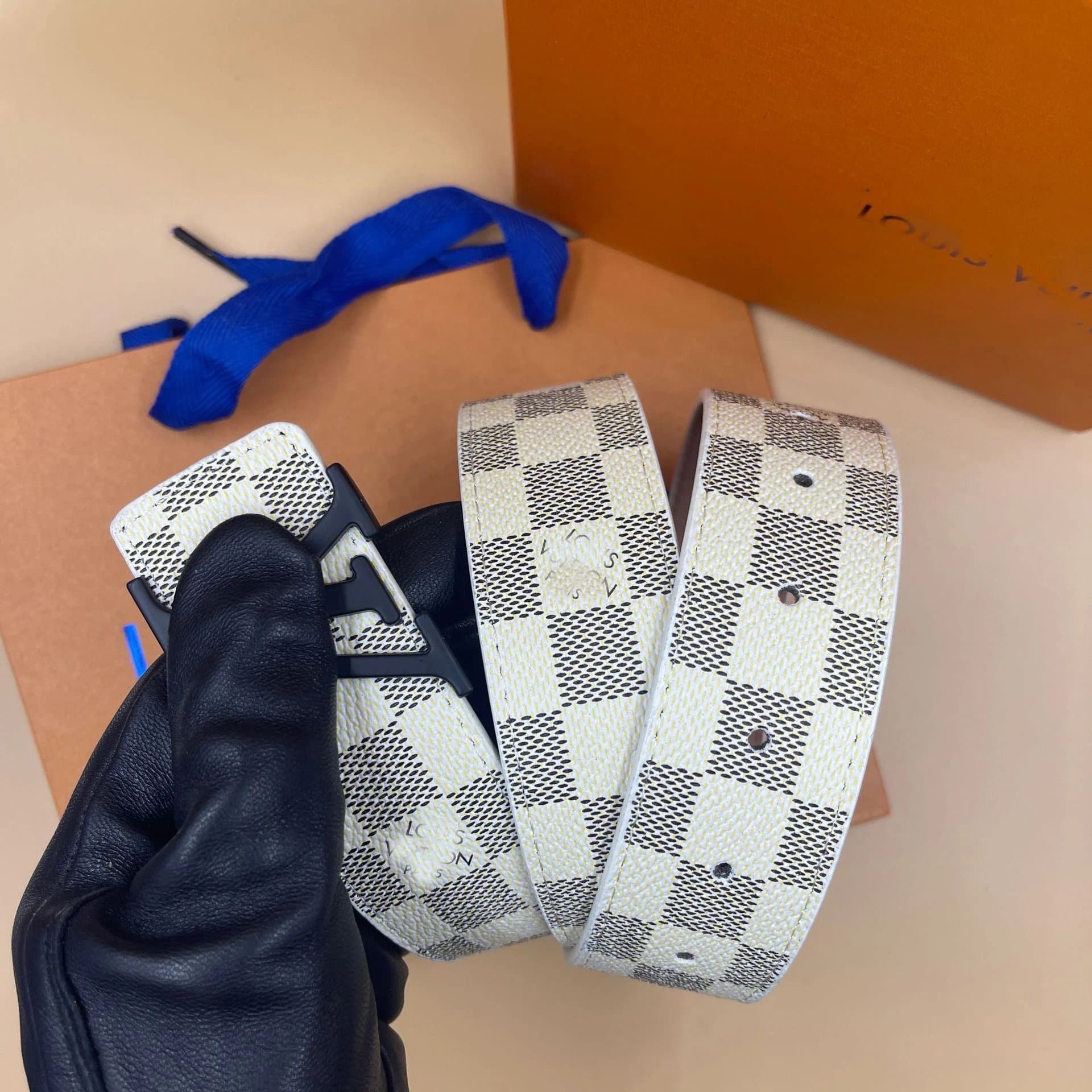 Louis Vuitton Damier Azur Belt Checkerboard
