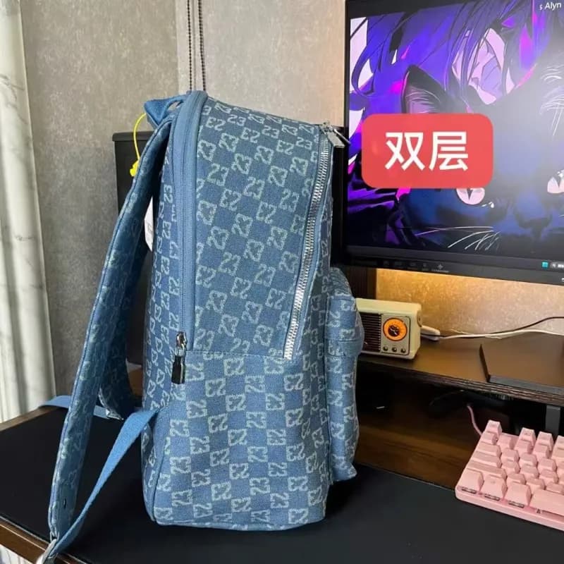Fendi Double-Zip Backpack Monogram Denim
