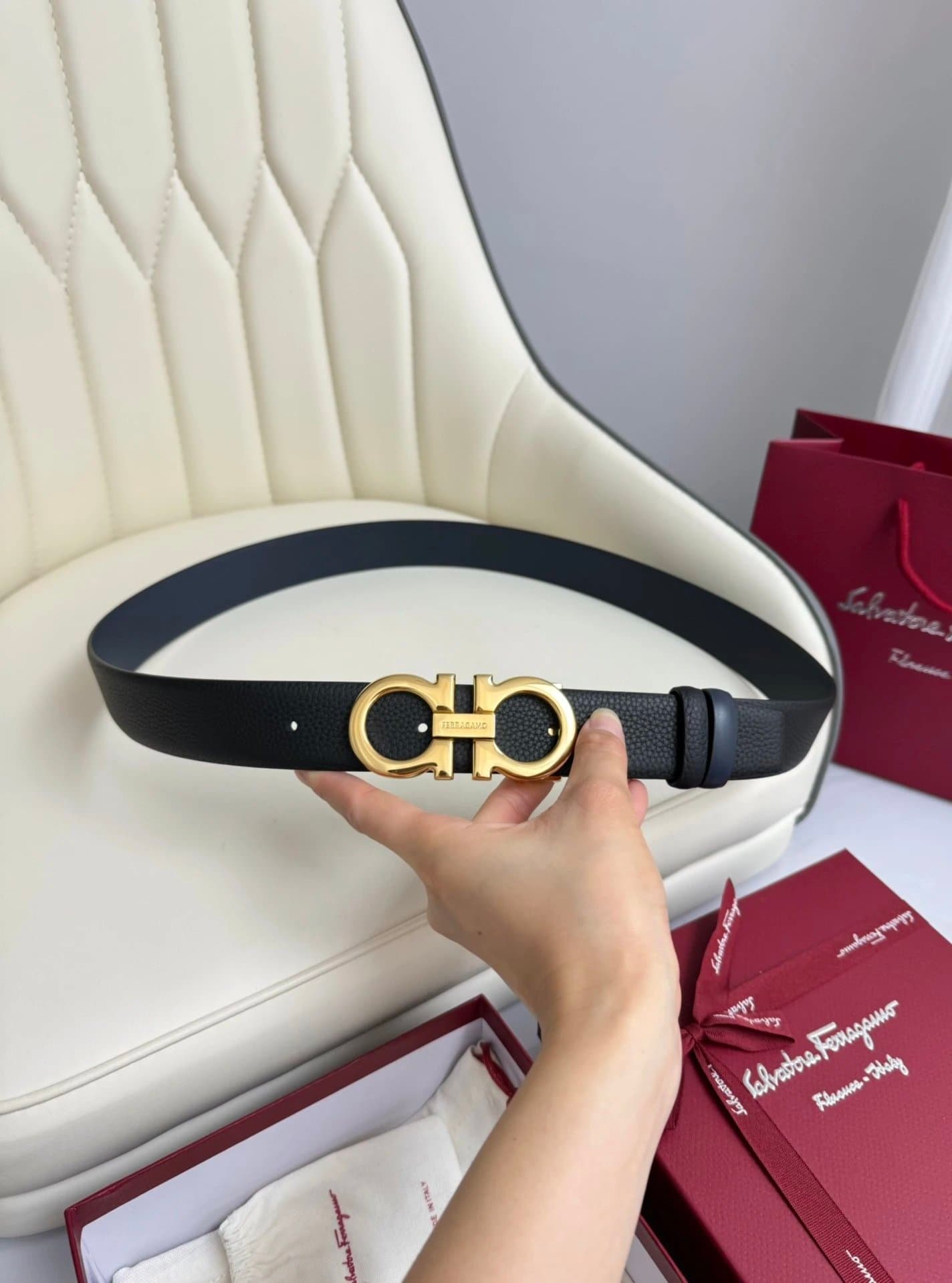 Ferragamo Gancini Belt Gold Buckle