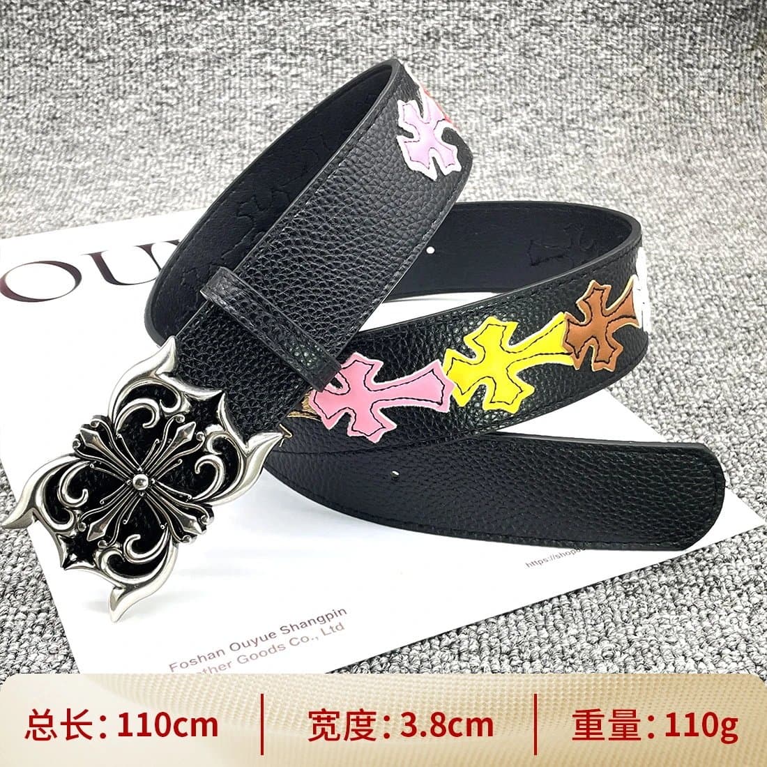 Chrome Hearts Cross Buckle Belt Embossed Leather — 【蝴蝶十字110cm】彩色十字架腰带
